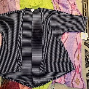 LuLaRoe Lindsay Black and white striped cardigan